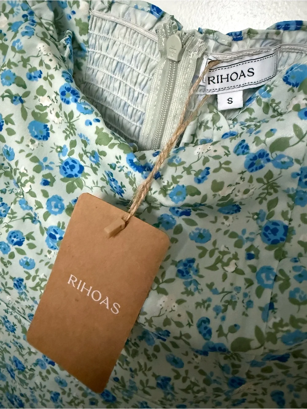 RIHOAS Blue Floral Puff-Sleeve Mini Dress - Picture 2 of 3